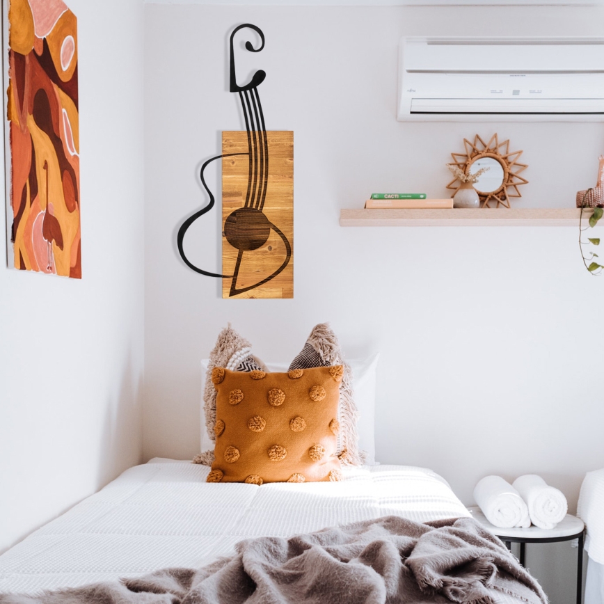 Wanddekoration 39x93 cm Guitarre Holz/Metall