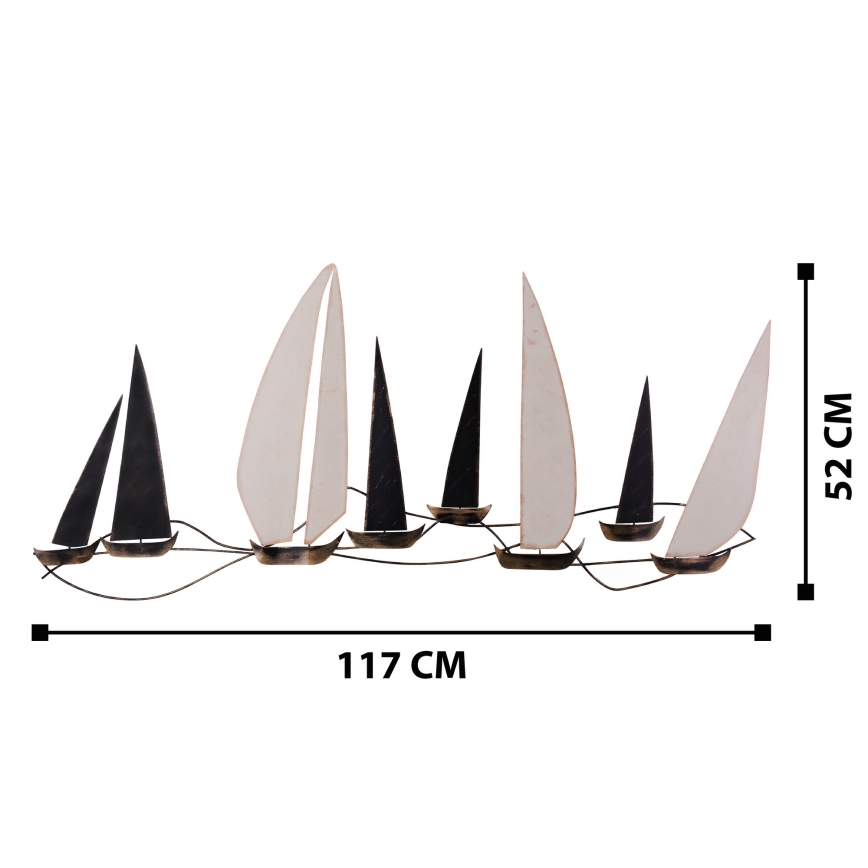 Wanddekoration 52x117 cm Segelboot aus Metall