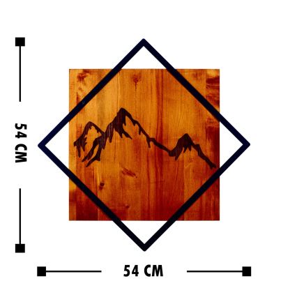 Wanddekoration 54x54 cm Berge Holz/Metall