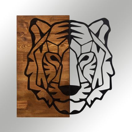 Wanddekoration 56x58 cm Tiger Holz/Metall