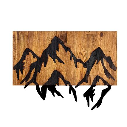 Wanddekoration 58x44 cm Berge Holz/Metall