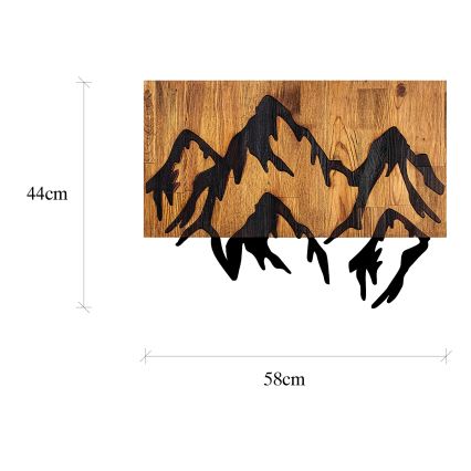 Wanddekoration 58x44 cm Berge Holz/Metall