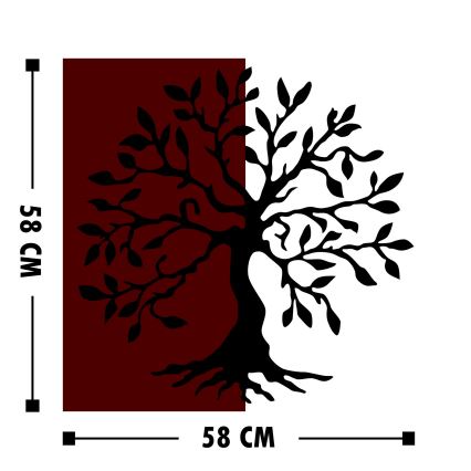 Wanddekoration 58x58 cm Baum Holz/Metall