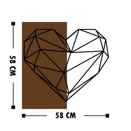 Wanddekoration 58x58 cm Herz Holz/Metall