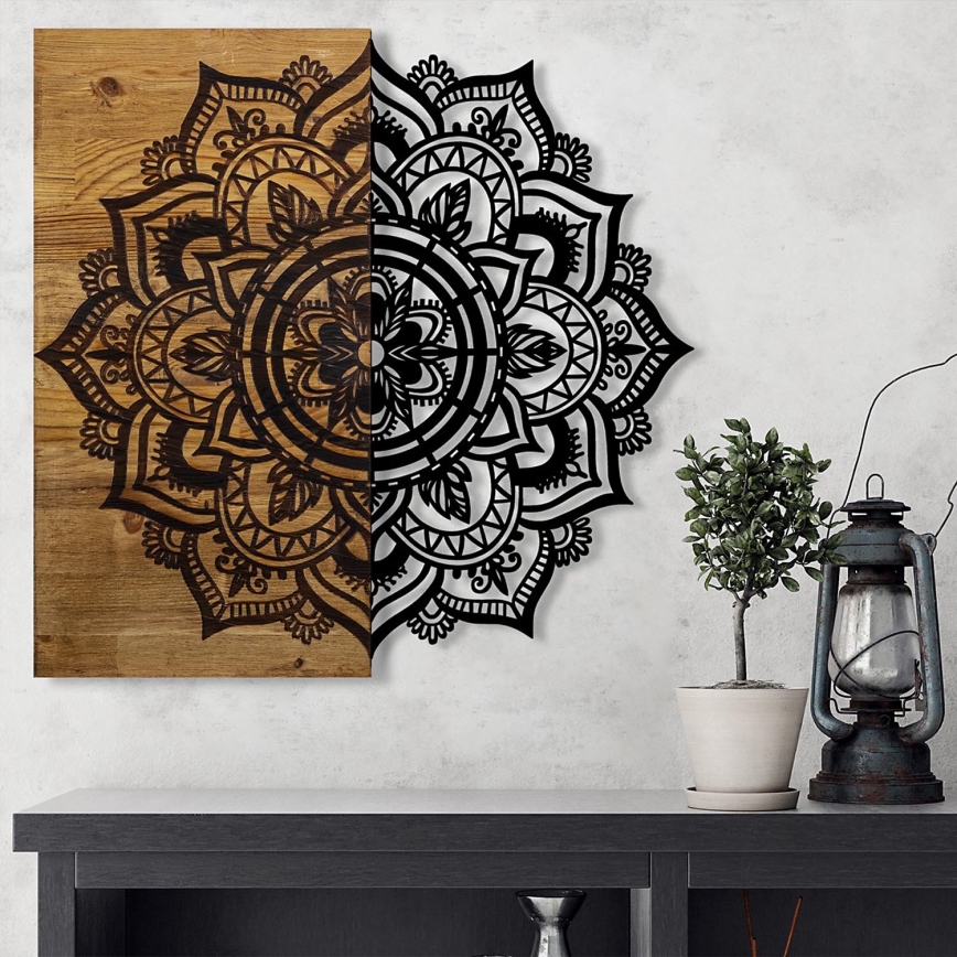 Wanddekoration 59x58 cm Mandala Holz/Metall