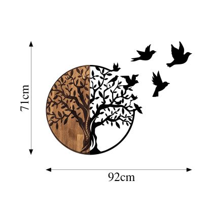 Wanddekoration 71x92 cm Baum Holz/Metall