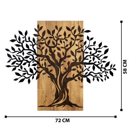 Wanddekoration 72x58 cm Baum Holz/Metall