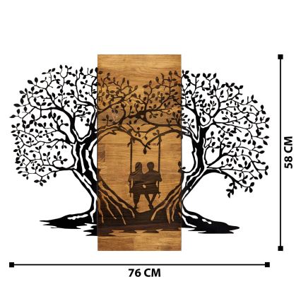 Wanddekoration 76x58 cm Bäume Holz/Metall