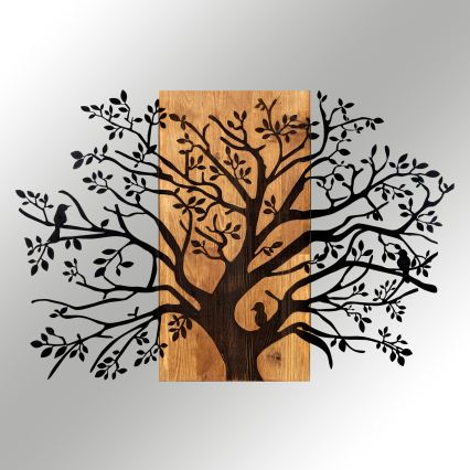 Wanddekoration 85x58 cm Baum Holz/Metall