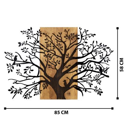 Wanddekoration 85x58 cm Baum Holz/Metall