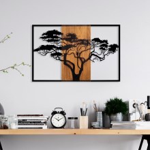 Wanddekoration 90x58 cm Baum Holz/Metall