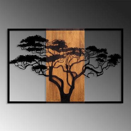 Wanddekoration 90x58 cm Baum Holz/Metall