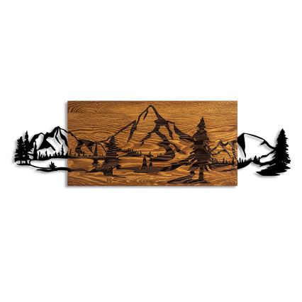 Wanddekoration 93x29 cm Berge Holz/Metall