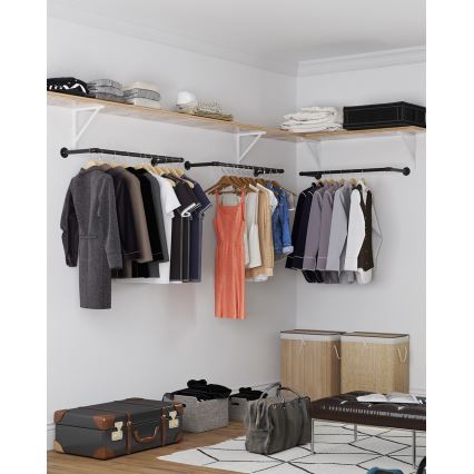 Wandgarderobe für Kleiderbügel LINEA 92x7x30 cm schwarz