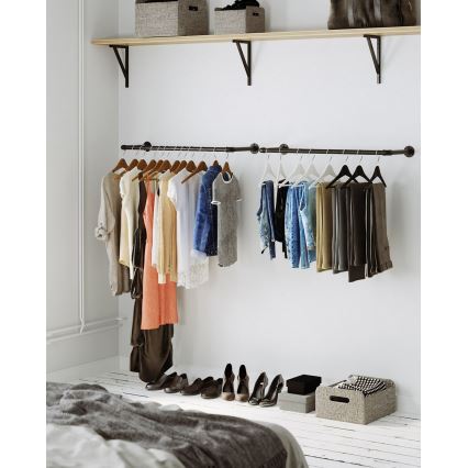 Wandgarderobe für Kleiderbügel LINEA 92x7x30 cm schwarz
