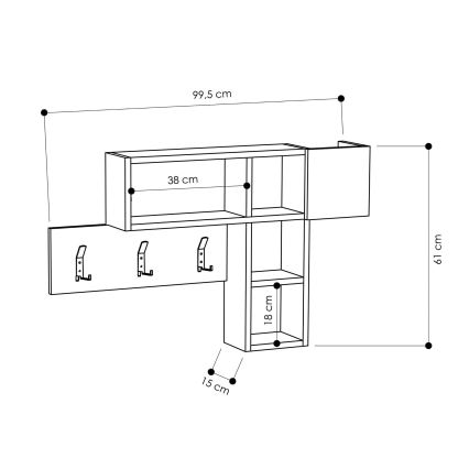 Wandgarderobe mit Ablage GAME 61x99,5 cm Beige/Anthrazit