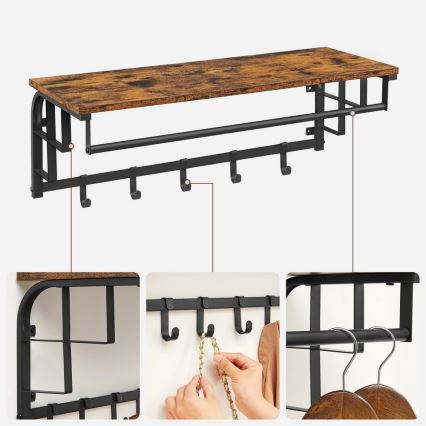 Wandgarderobe mit Ablage NATE Braun/Schwarz