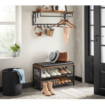 Wandgarderobe mit Ablage NATE Braun/Schwarz