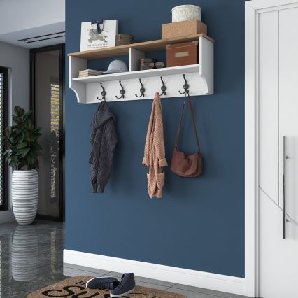 Wandgarderobe RANI 120x37x22 cm weiß/beige