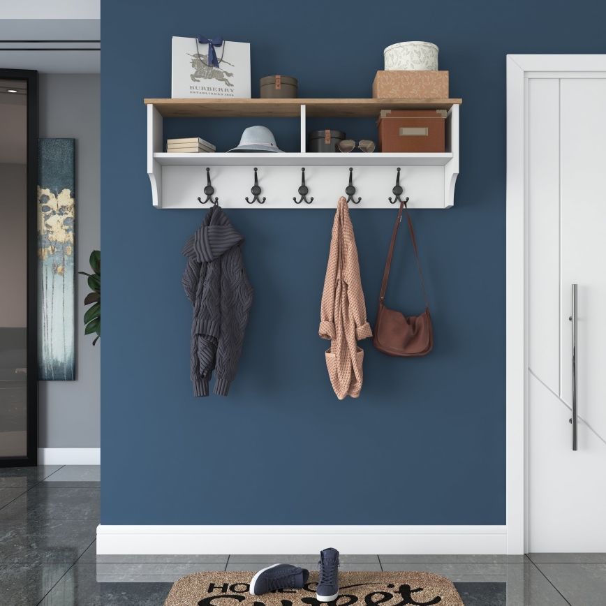 Wandgarderobe RANI 120x37x22 cm weiß/beige