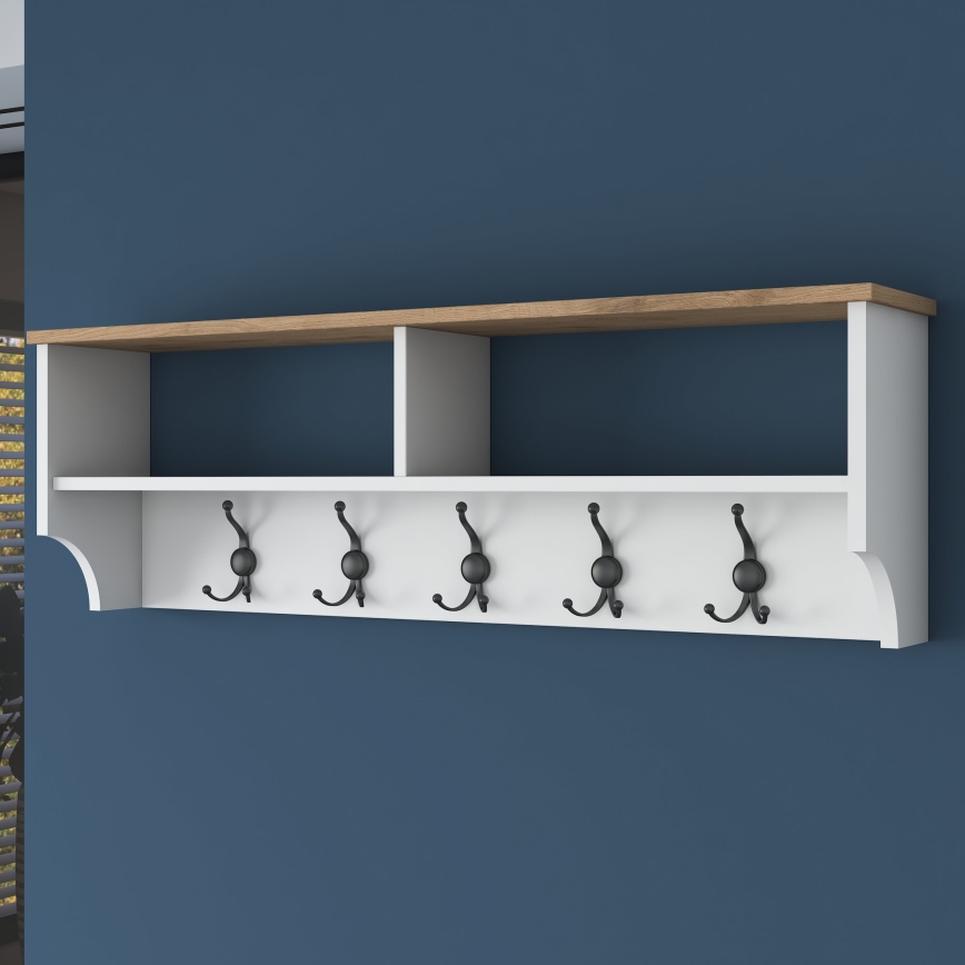 Wandgarderobe RANI 120x37x22 cm weiß/beige