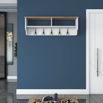 Wandgarderobe RANI 120x37x22 cm weiß/beige