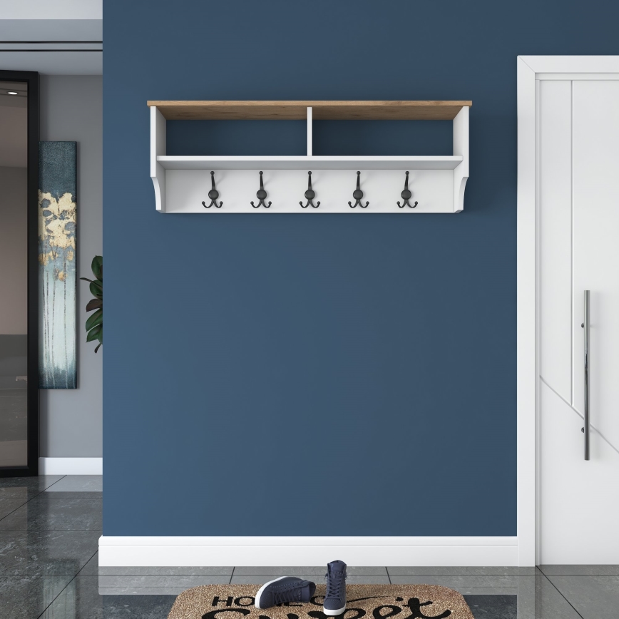 Wandgarderobe RANI 120x37x22 cm weiß/beige