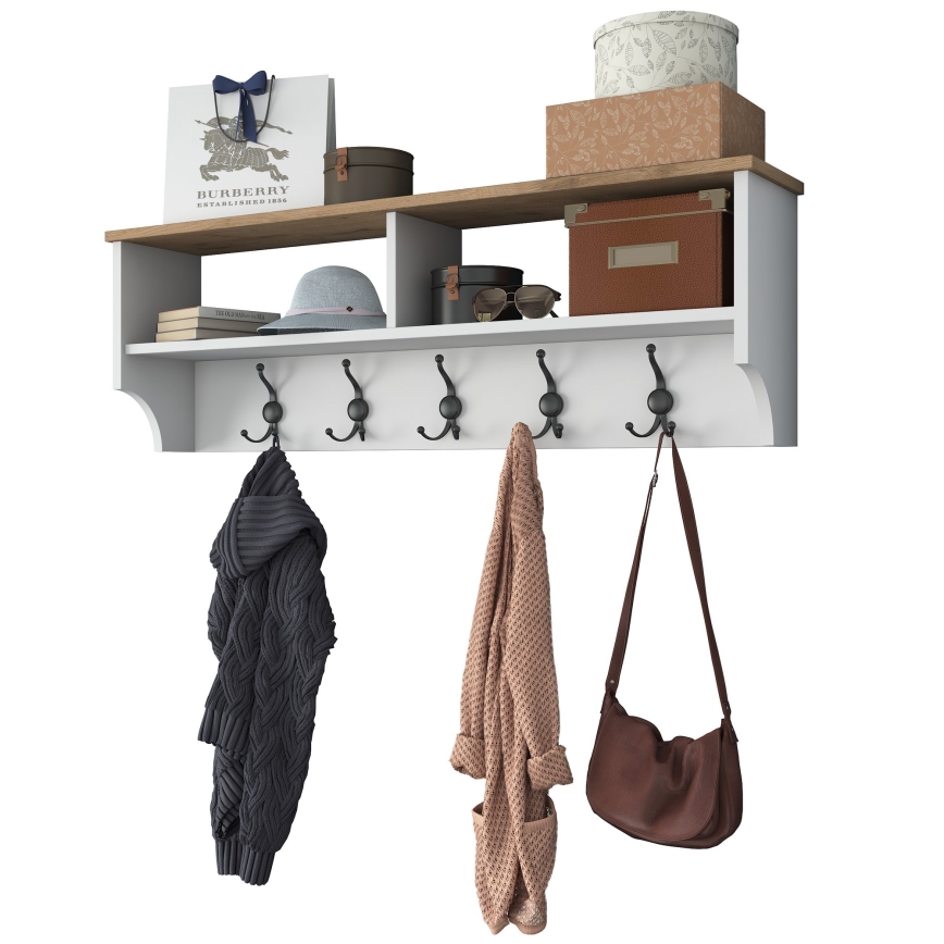 Wandgarderobe RANI 120x37x22 cm weiß/beige