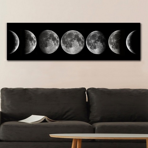 Wandgemälde auf Leinwand 50x120 cm Mondphasen