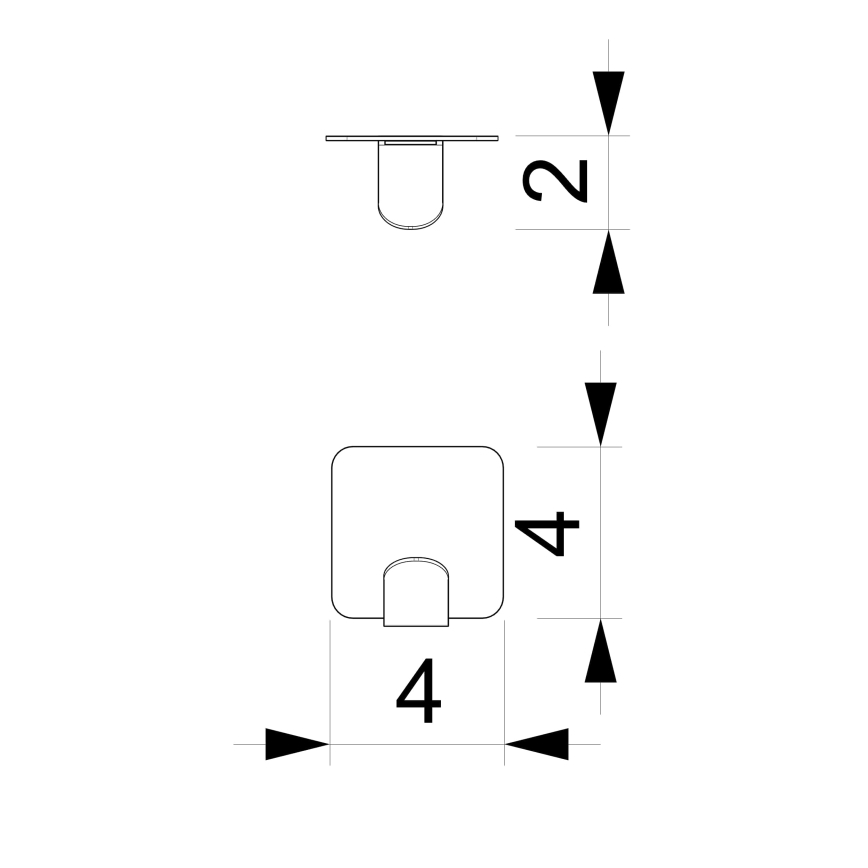 Wandhaken 4x4 cm schwarz