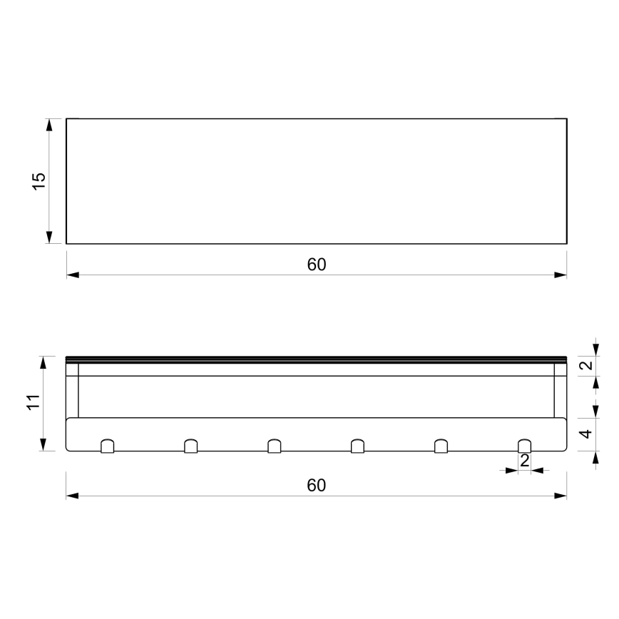 Wandhandtuchhalter mit Ablage 10x60 cm weiß