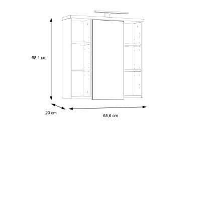 Wandhängender Badezimmerschrank mit Spiegel VENOM, Anthrazit/Braun