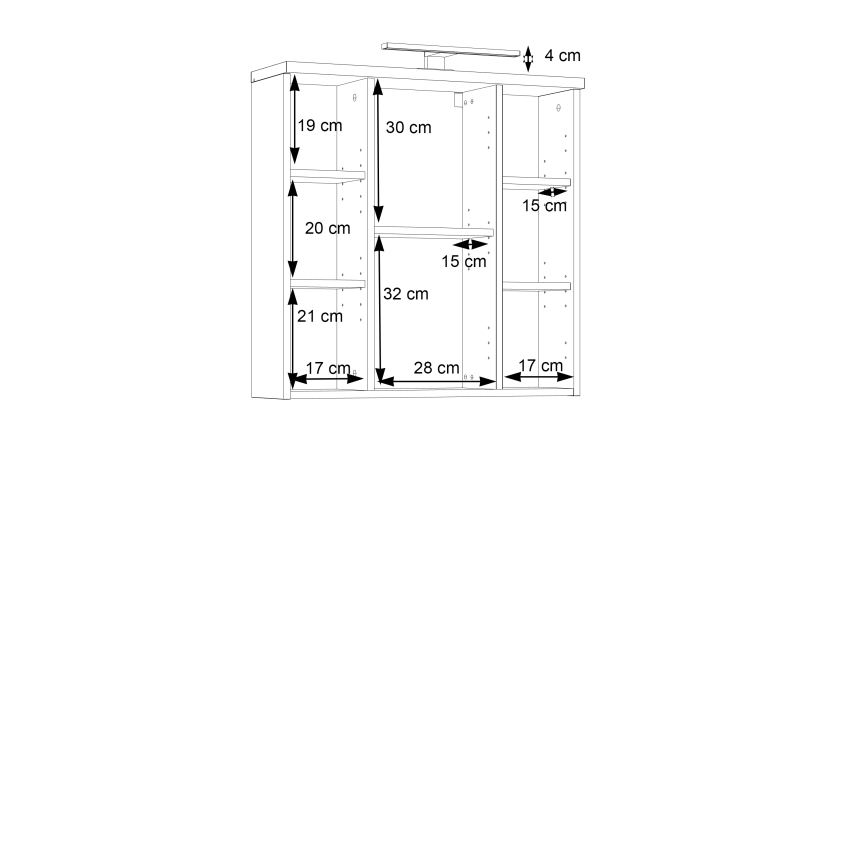 Wandhängender Badezimmerschrank mit Spiegel VENOM, Anthrazit/Braun