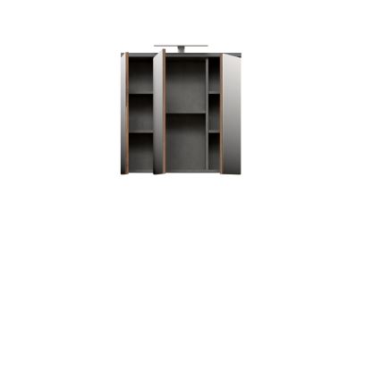 Wandhängender Badezimmerschrank mit Spiegel VENOM in Anthrazit/Braun
