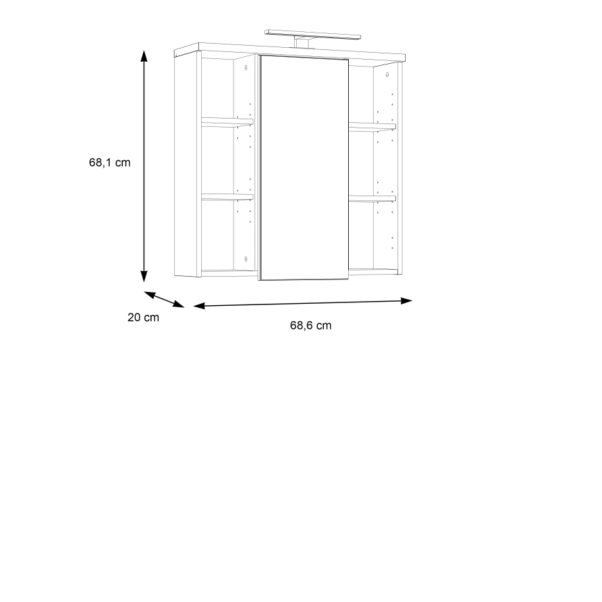 Wandhängender Badezimmerschrank mit Spiegel VENOM weiß/Sonoma-Eiche