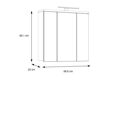 Wandhängender Badezimmerschrank mit Spiegel VENOM, weiß/Sonoma-Eiche
