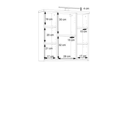 Wandhängender Badezimmerschrank mit Spiegel VENOM, weiß/Sonoma-Eiche