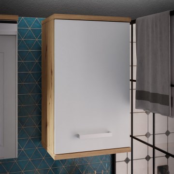 Wandhängender Badezimmerschrank VENOM, Weiß/Artisan-Eiche