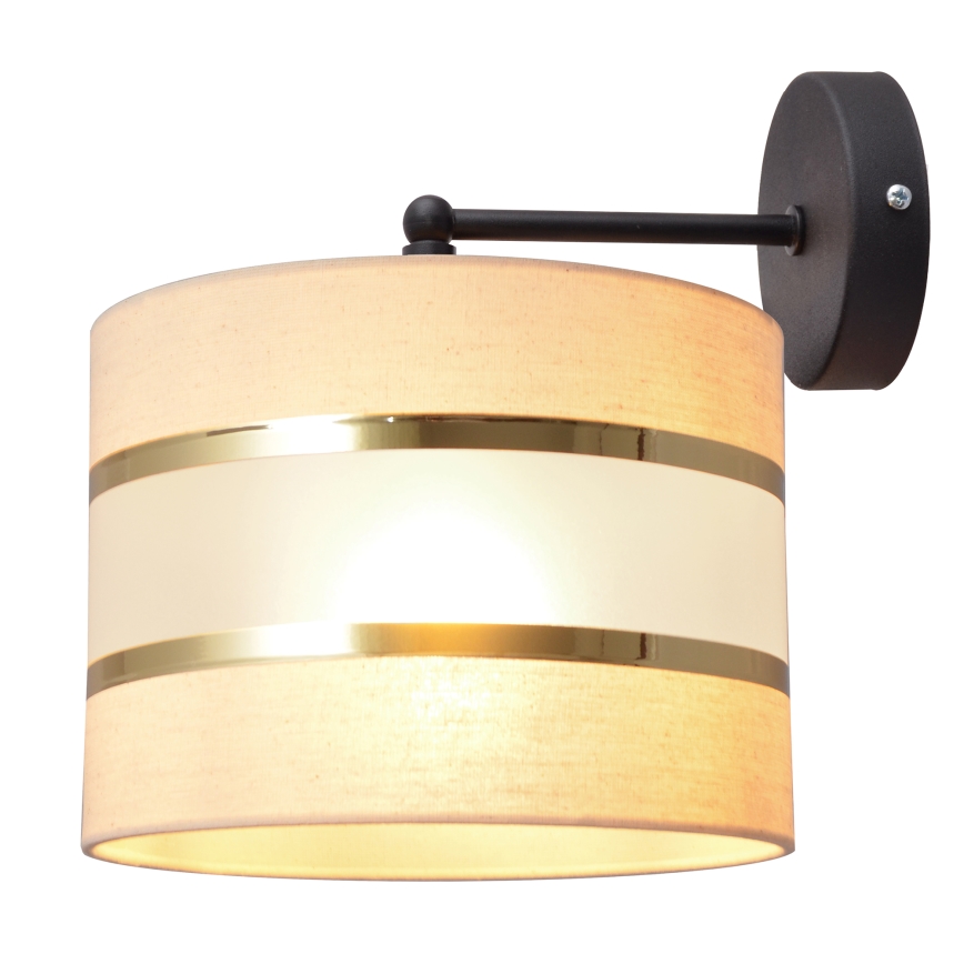 Wandlampe HELEN 1xE27/15W/230V Cremefarbe/schwarz/gold