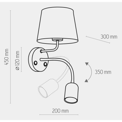 Wandlampe MAJA 1xE27/15W/230V + 1xGU10/10W/230V schwarz