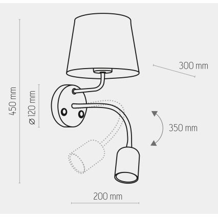 Wandlampe MAJA 1xE27/15W/230V + 1xGU10/10W/230V weiß