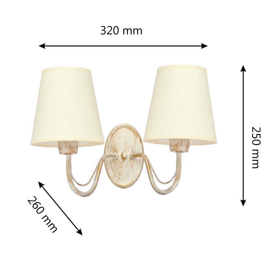 Wandlampe MALBO 2xE27/15W/230V beige