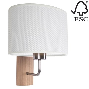 Wandlampe MERCEDES 1xE27/25W/230V weiß/Eiche – FSC-zertifiziert