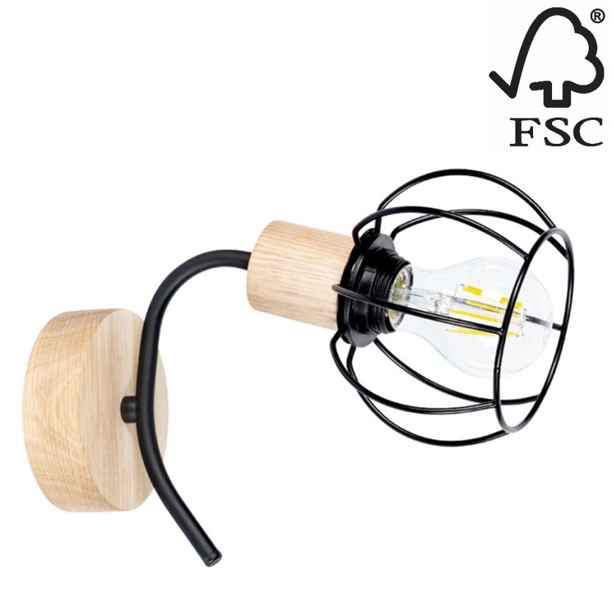 Wandlampe VIVIANE 1xE27/60W/230V Eiche – FSC-zertifiziert