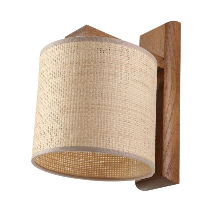 Wandleuchte AIDA 1xE27/15W/230V Eiche/Raffia