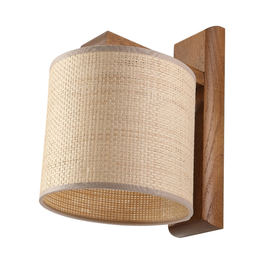 Wandleuchte AIDA 1xE27/15W/230V Eiche/Raffia