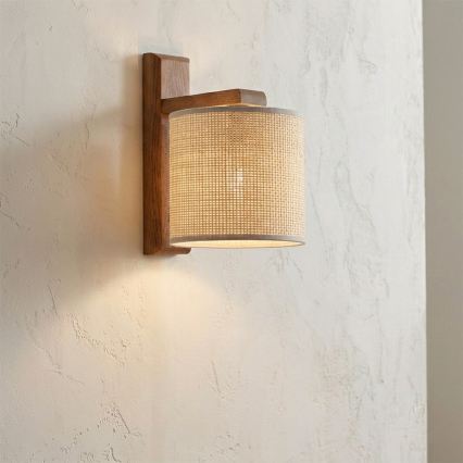 Wandleuchte AIDA 1xE27/15W/230V Eiche/Raffia