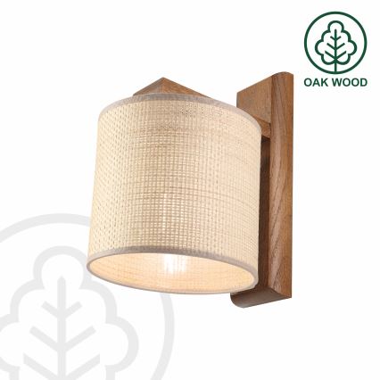 Wandleuchte AIDA 1xE27/15W/230V Eiche/Raffia