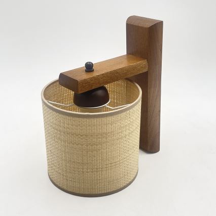 Wandleuchte AIDA 1xE27/15W/230V Eiche/Raffia