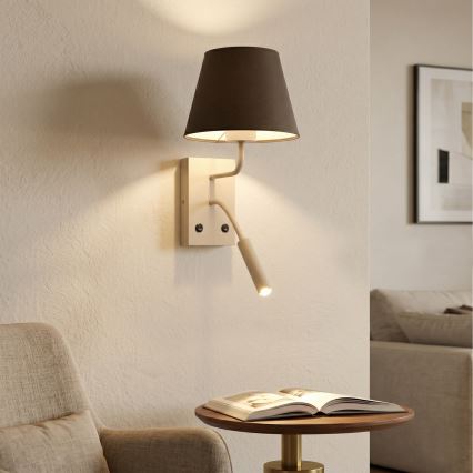 Wandleuchte ARDEN 1xE27/15W/230V + 1xG9/8W beige/braun